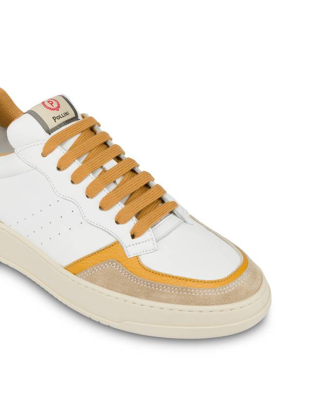 Pollini Sneakers In Vitello E Crosta Bourton Bianco/beige/senape/senape Pezzi Unici