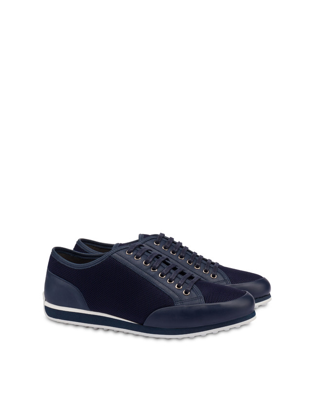 Pollini Sneakers In Vitello E Rete Sporty Driver Blu/blu/blu Acquista Ora