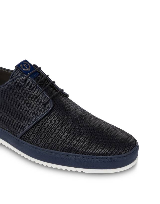 Pollini Derby In Pelle Stampa Traforata Foxing Blu Consegna Veloce