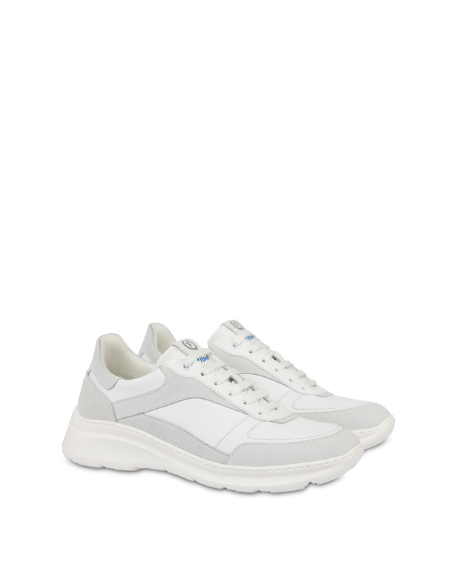 Pollini Sneakers In Nylon E Pelle Sfera Bianco/bianco/bianco/bianco/bianco/bianco Promozione Limitata