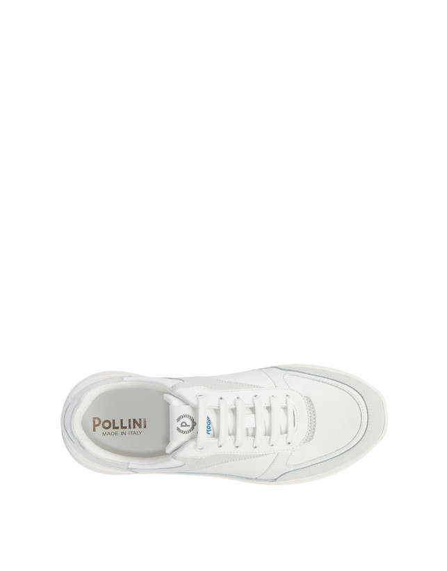 Pollini Sneakers In Nylon E Pelle Sfera Bianco/bianco/bianco/bianco/bianco/bianco Promozione Limitata