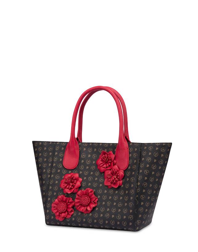 Pollini Tote Bag Medium Heritage Flowers Nero/rosso Fino Al -60%