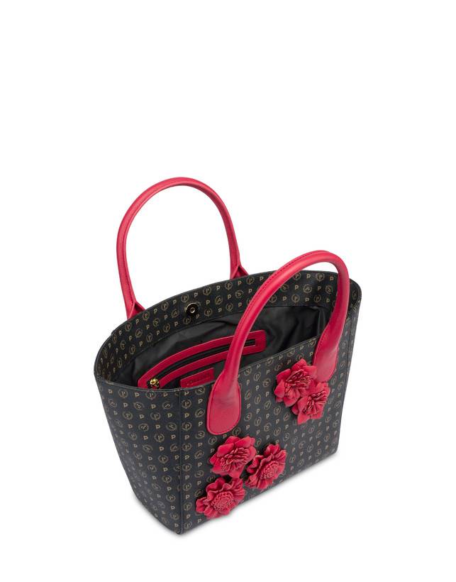 Pollini Tote Bag Medium Heritage Flowers Nero/rosso Fino Al -60%