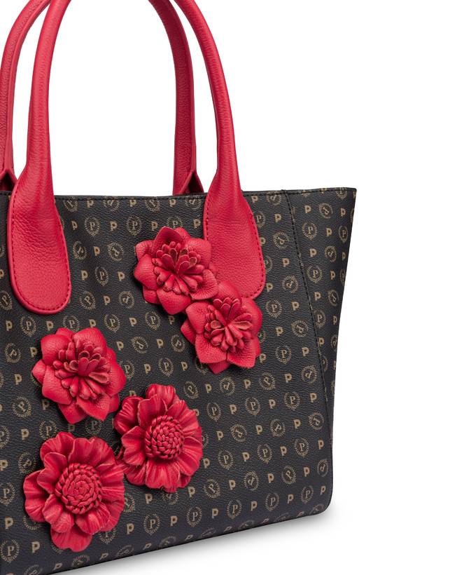 Pollini Tote Bag Medium Heritage Flowers Nero/rosso Fino Al -60%