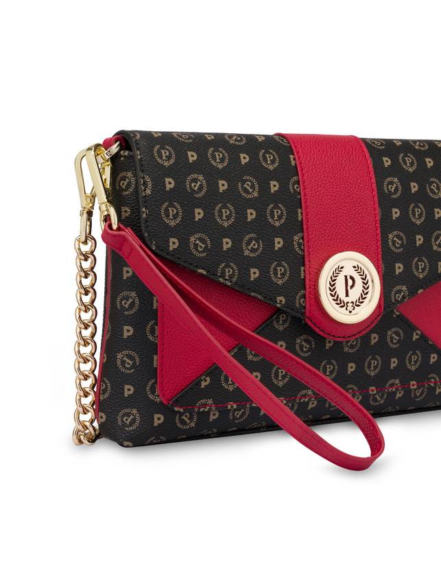 Pollini Borsa A Spalla Heritage Logo Classic Nero/lacca Prezzo Ridotto