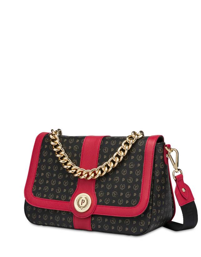 Pollini Borsa A Spalla Heritage Logo Classic Nero/lacca Presa