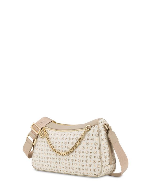 Pollini Borsa A Tracolla In Pvc Heritage Logo Classic Avorio/ghiaccio Economico