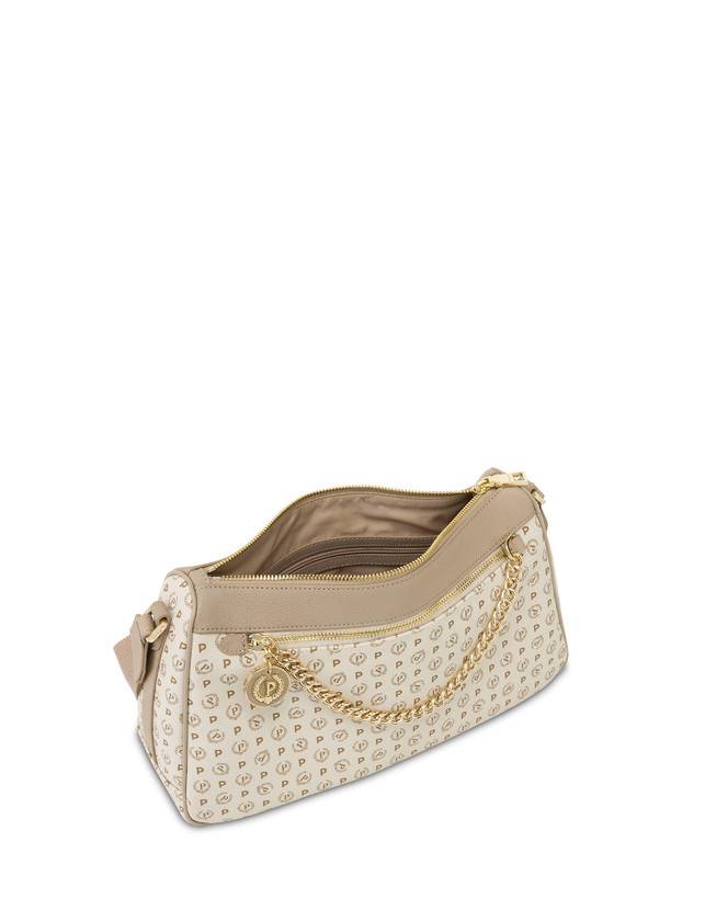 Pollini Borsa A Tracolla In Pvc Heritage Logo Classic Avorio/ghiaccio Economico