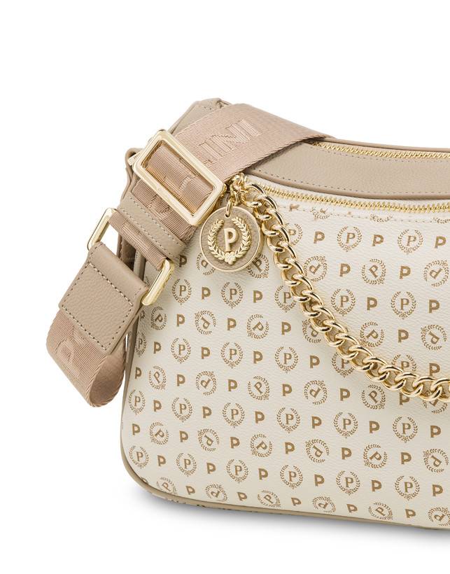 Pollini Borsa A Tracolla In Pvc Heritage Logo Classic Avorio/ghiaccio Economico