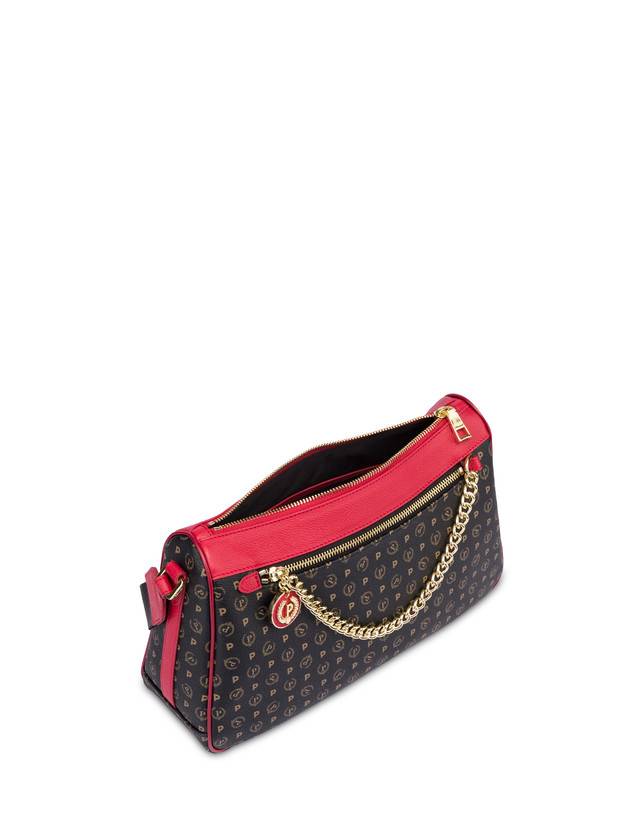 Pollini Borsa A Tracolla In Pvc Heritage Logo Classic Nero/lacca Online