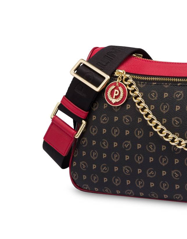 Pollini Borsa A Tracolla In Pvc Heritage Logo Classic Nero/lacca Online