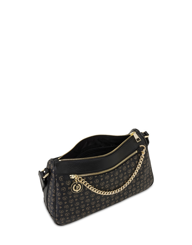 Pollini Borsa A Tracolla In Pvc Heritage Logo Classic Nero/nero Outlet