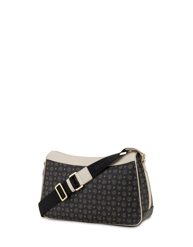 Pollini Borsa A Tracolla In Pvc Heritage Logo Classic Nero/avorio In Vendita