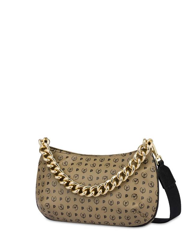 Pollini Borsa A Tracolla Con Catena Heritage Soft Touch Taupe/nero Vendita Economica