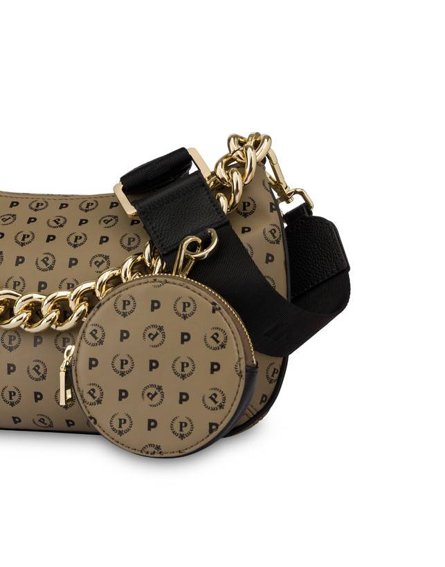 Pollini Borsa A Tracolla Con Catena Heritage Soft Touch Taupe/nero Vendita Economica