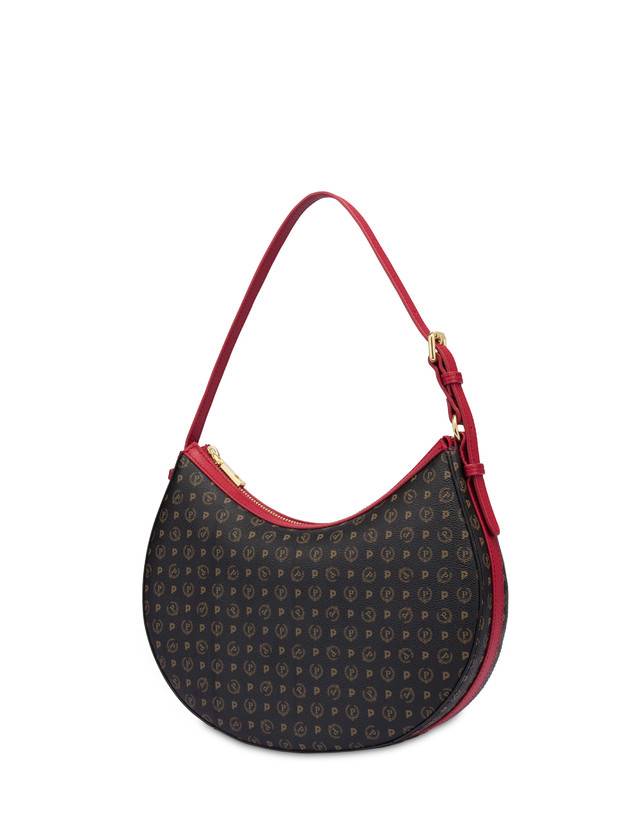 Pollini Hobo Bag In Pvc Heritage Logo Classic Nero/lacca Negozio