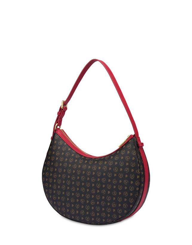 Pollini Hobo Bag In Pvc Heritage Logo Classic Nero/lacca Negozio