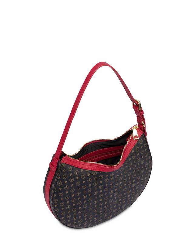 Pollini Hobo Bag In Pvc Heritage Logo Classic Nero/lacca Negozio