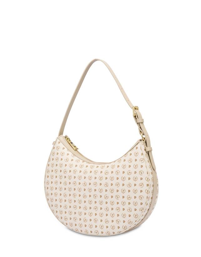 Pollini Hobo Bag In Pvc Heritage Logo Classic Avorio/ghiaccio Nuova