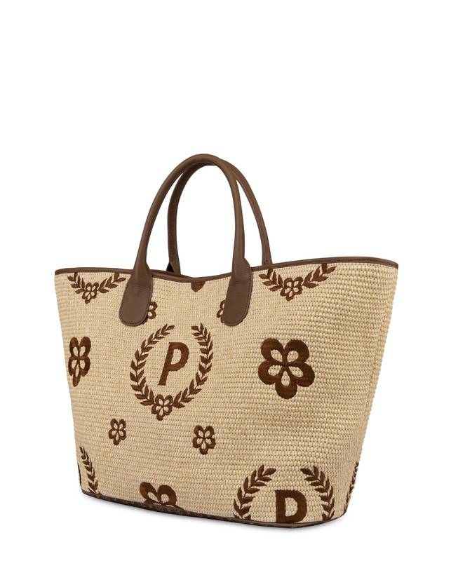 Pollini Tote Bag In Paglia Macro Heritage Big Naturale/t.moro/marrone Moda