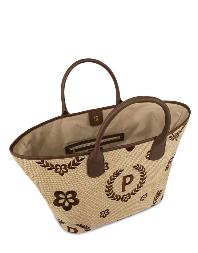 Pollini Tote Bag In Paglia Macro Heritage Big Naturale/t.moro/marrone Moda