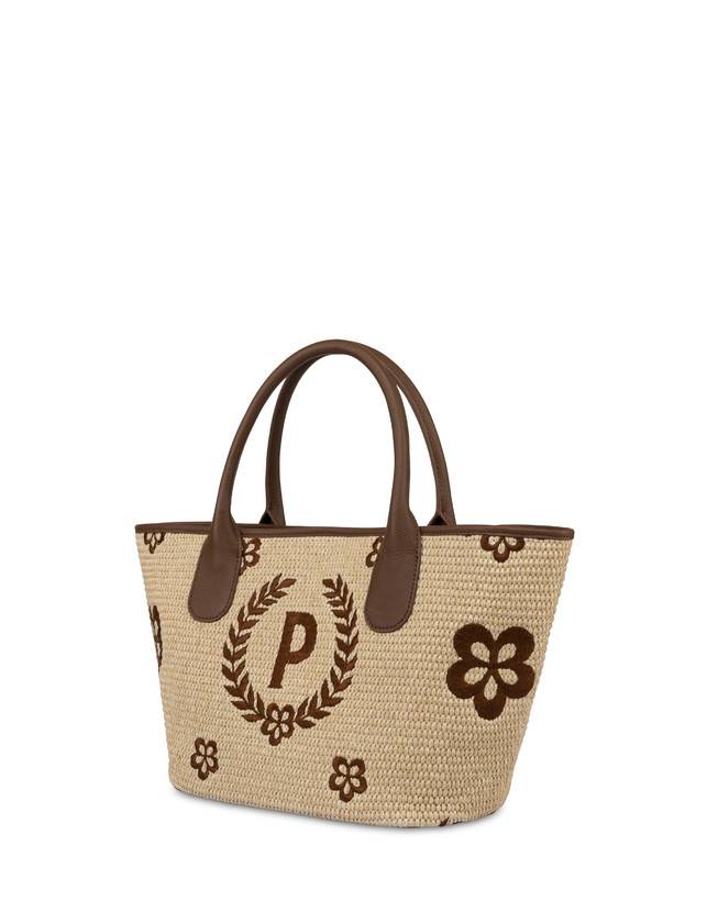 Pollini Tote Bag In Paglia Macro Heritage Small Naturale/t.moro/marrone Italy
