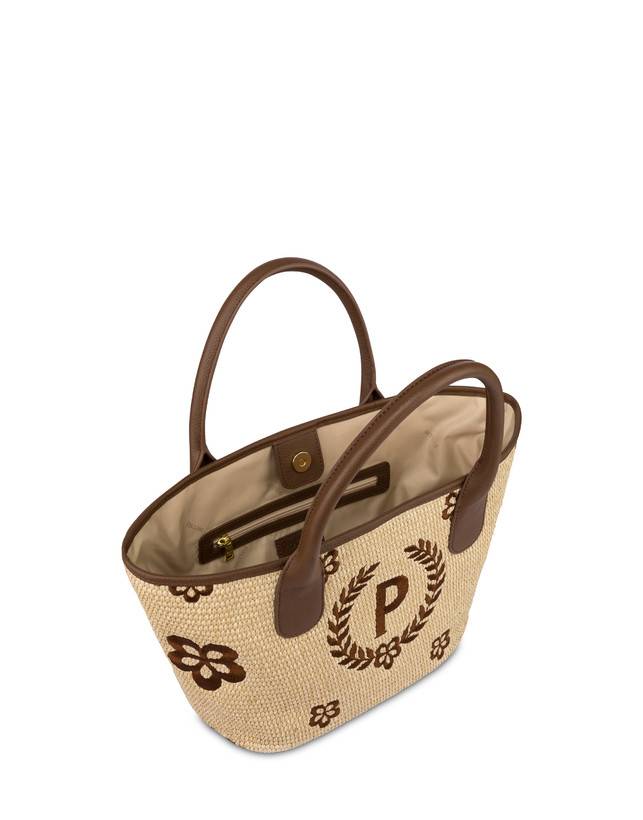 Pollini Tote Bag In Paglia Macro Heritage Small Naturale/t.moro/marrone Italy