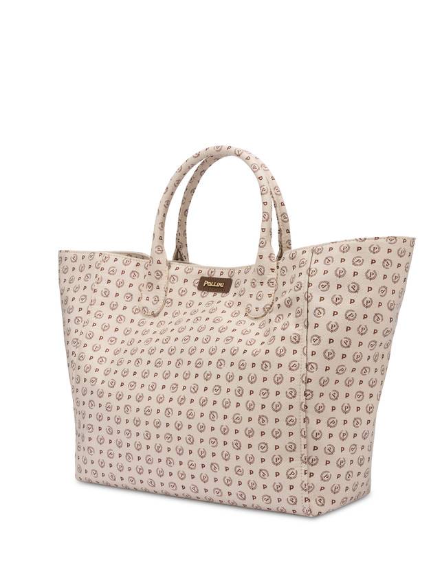 Pollini Tote Bag Heritage Jacquard Big Avorio/marrone Italia