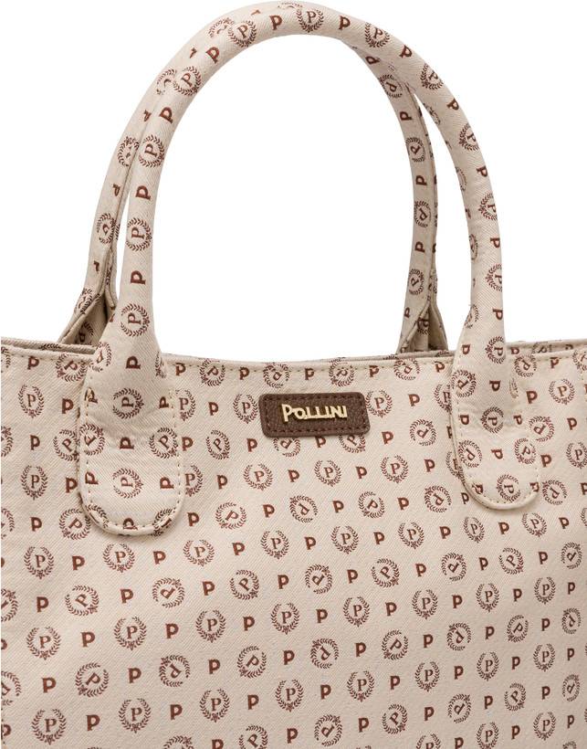Pollini Tote Bag Heritage Jacquard Big Avorio/marrone Italia