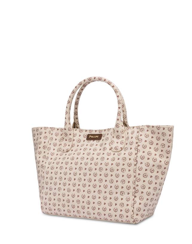 Pollini Borsa Tote Heritage Denim Jacquard Avorio/marrone 2025