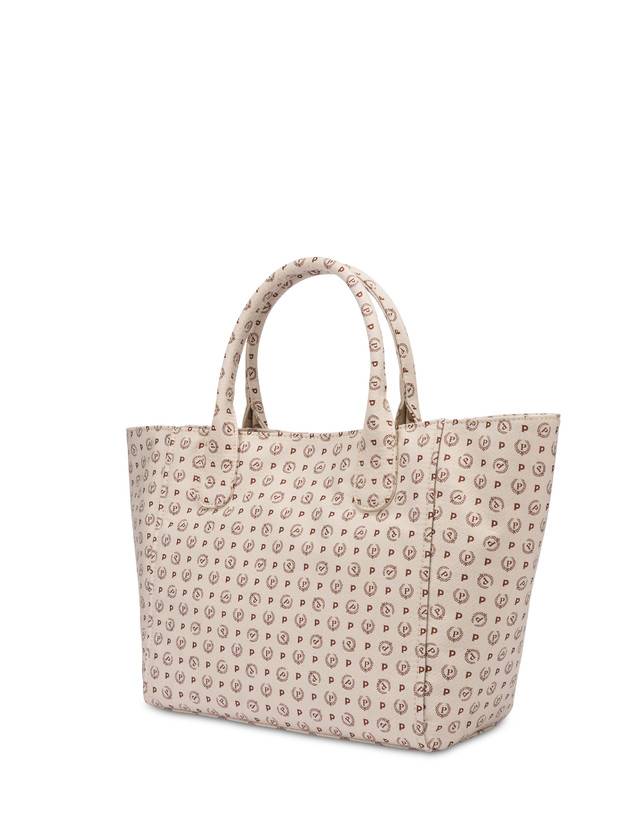 Pollini Borsa Tote Heritage Denim Jacquard Avorio/marrone 2025