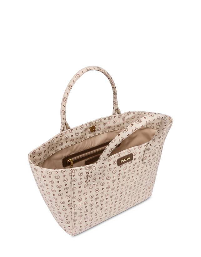 Pollini Borsa Tote Heritage Denim Jacquard Avorio/marrone 2025
