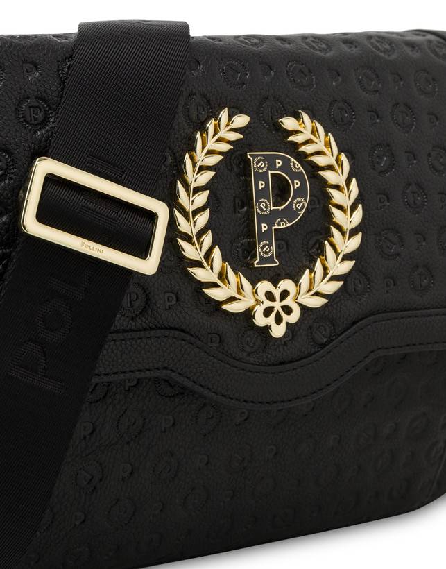 Pollini Borsa A Tracolla Heritage Logo Embossed Nero Sottocosto