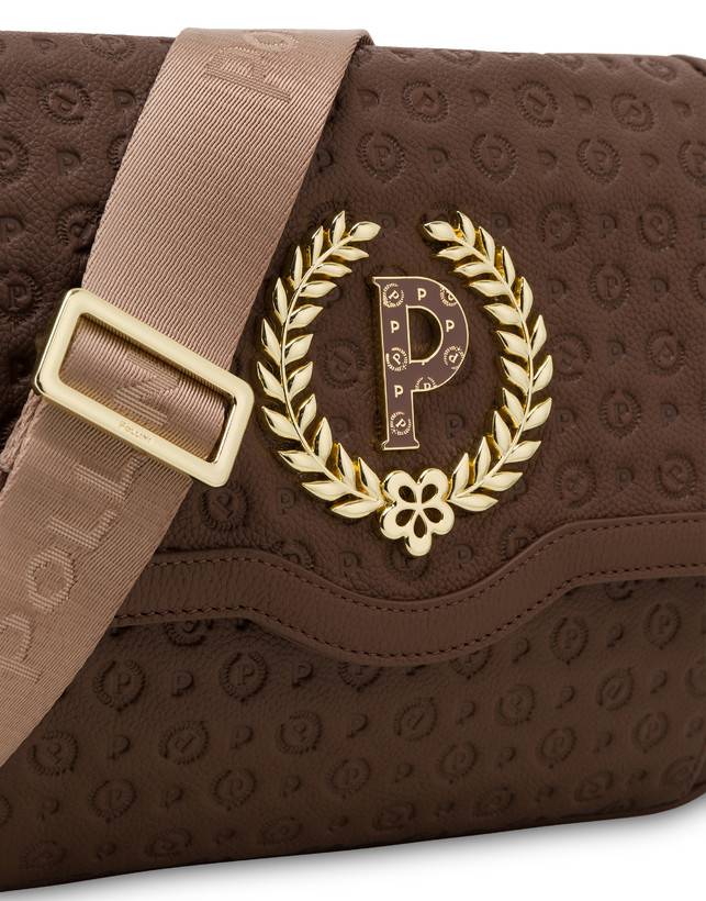 Pollini Borsa A Tracolla Heritage Logo Embossed Marrone Convenienza