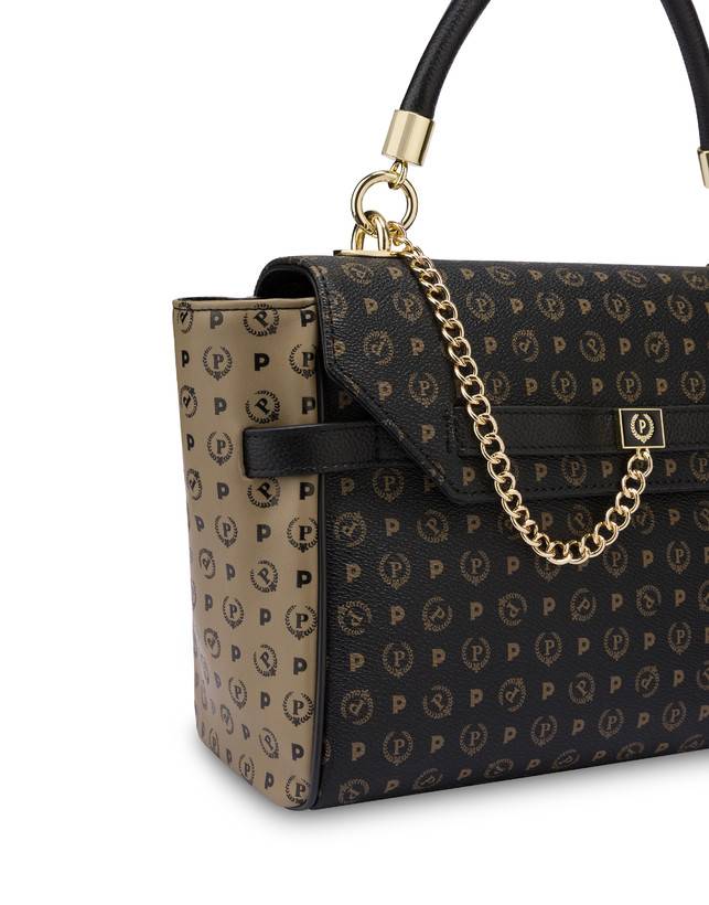 Pollini Borsa A Tracolla Bicolore Heritage Soft Touch Nero/taupe/nero Economico