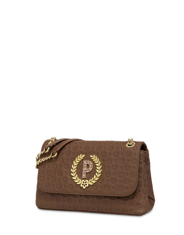 Pollini Borsa A Spalla In Vitello Heritage Logo Embossed Marrone Nuova