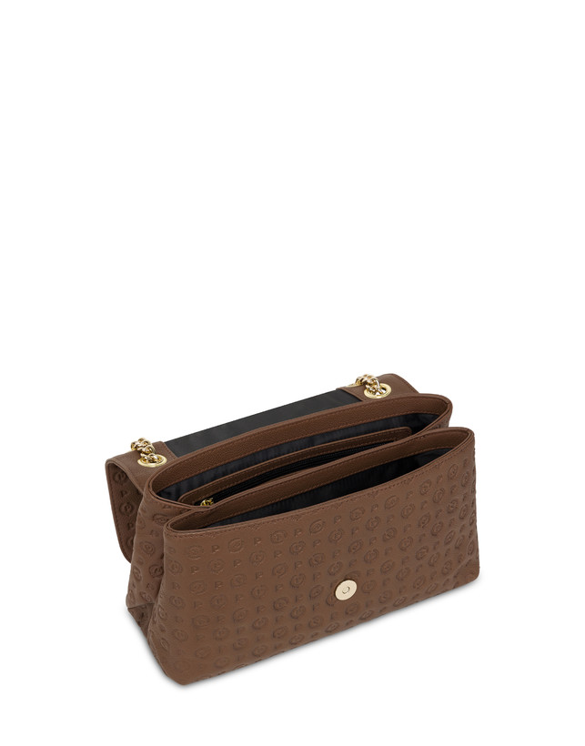 Pollini Borsa A Spalla In Vitello Heritage Logo Embossed Marrone Nuova