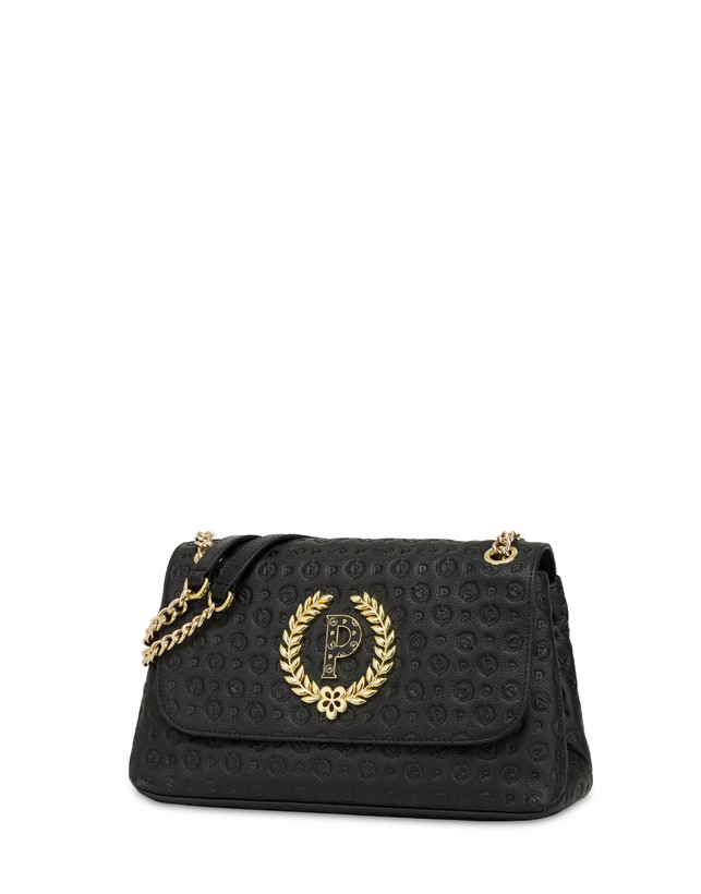 Pollini Borsa A Spalla In Vitello Heritage Logo Embossed Nero Moda