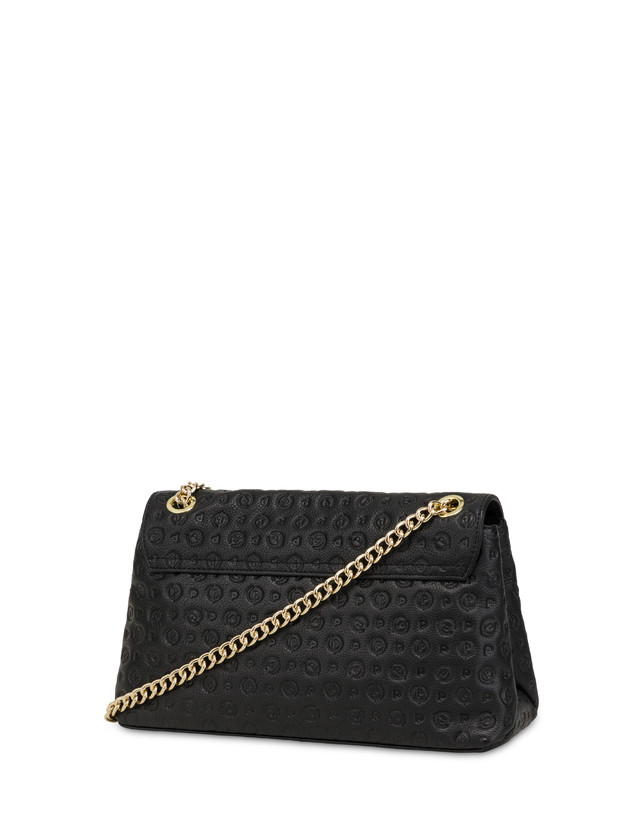 Pollini Borsa A Spalla In Vitello Heritage Logo Embossed Nero Moda