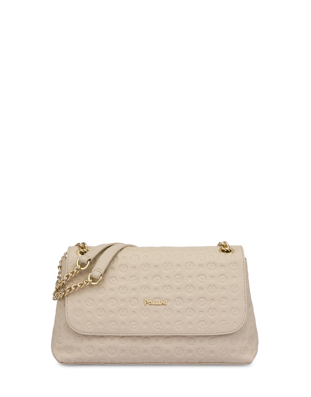 Pollini Borsa A Spalla Heritage Logo Embossed Avorio Rilascio limitato