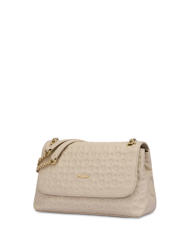 Pollini Borsa A Spalla Heritage Logo Embossed Avorio Rilascio limitato