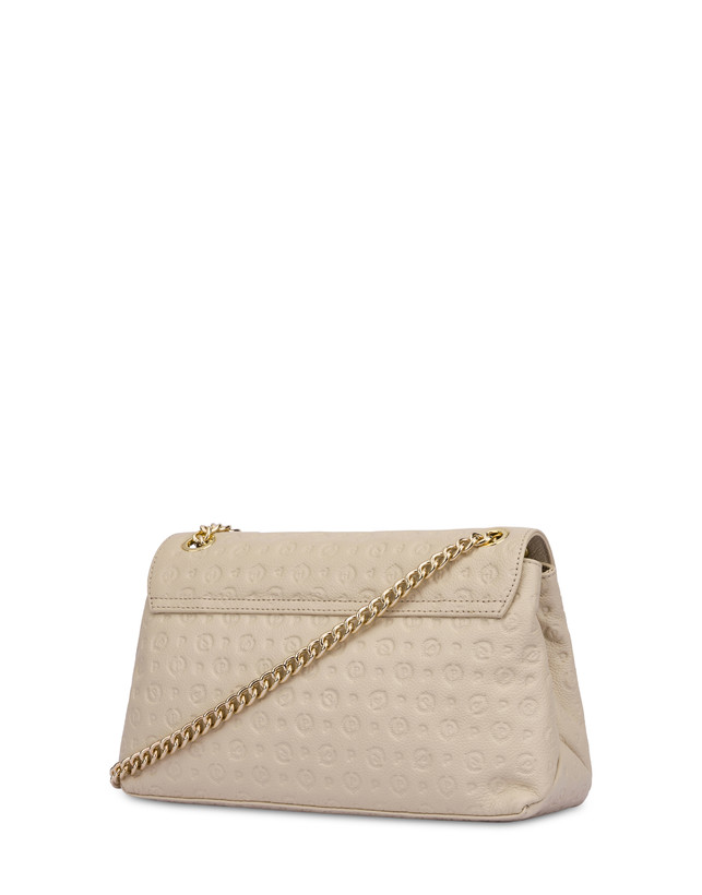 Pollini Borsa A Spalla Heritage Logo Embossed Avorio Rilascio limitato