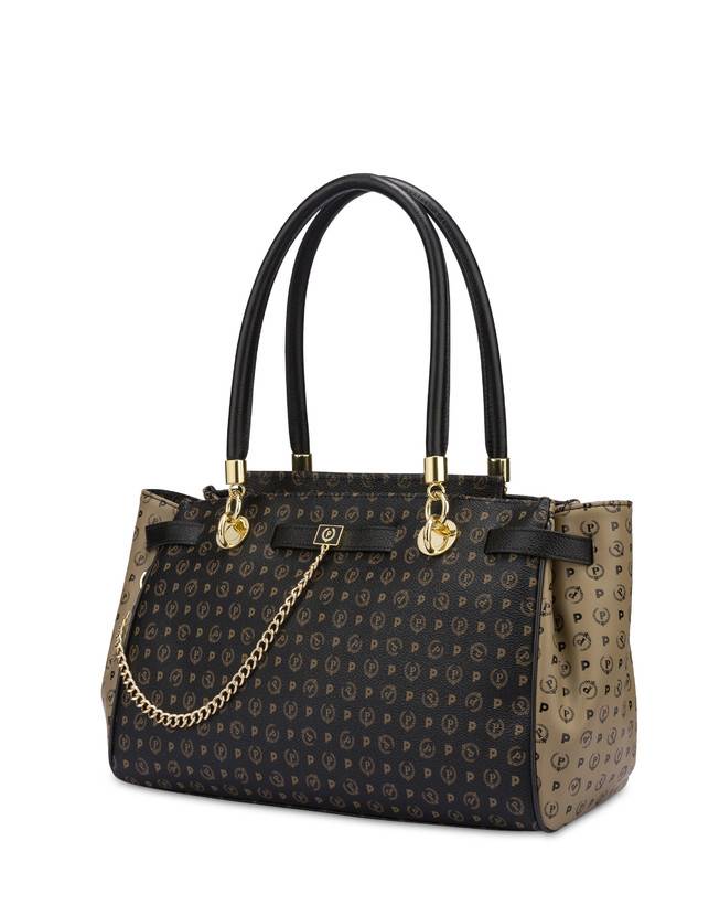 Pollini Borsa Doppio Manico Bicolor Heritage Soft Touch Nero/taupe/nero Fino al 55% di sconto