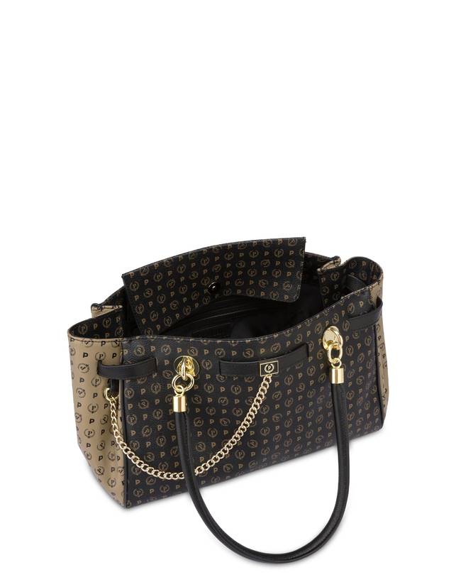 Pollini Borsa Doppio Manico Bicolor Heritage Soft Touch Nero/taupe/nero Fino al 55% di sconto