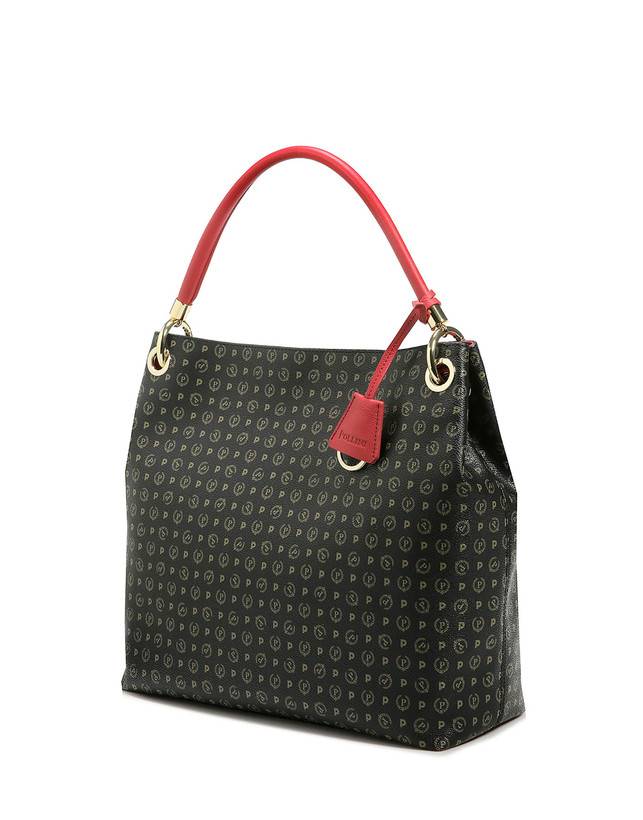 Pollini Borsa A Spalla Heritage Logo Classic Nero/lacca Super sconto