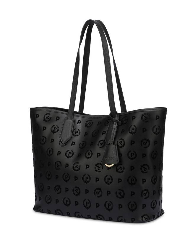 Pollini Shopping Bag Heritage Flock Nero/nero Consegna Veloce