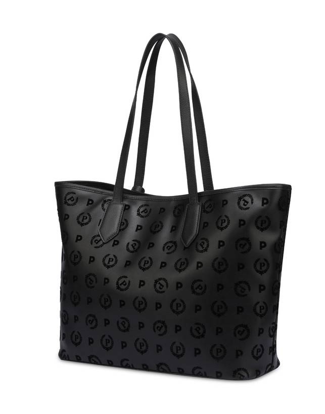 Pollini Shopping Bag Heritage Flock Nero/nero Consegna Veloce
