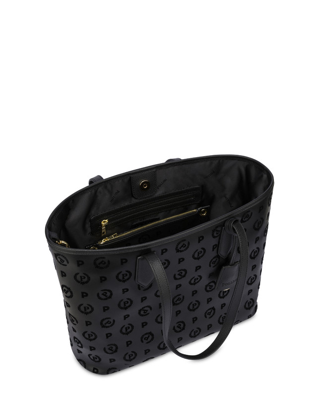 Pollini Shopping Bag Heritage Flock Nero/nero Consegna Veloce