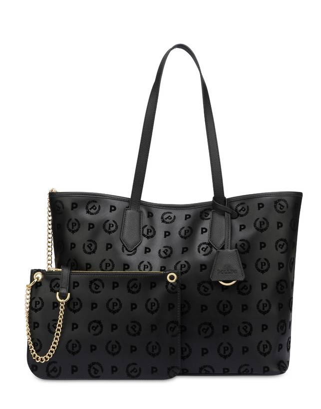 Pollini Shopping Bag Heritage Flock Nero/nero Consegna Veloce