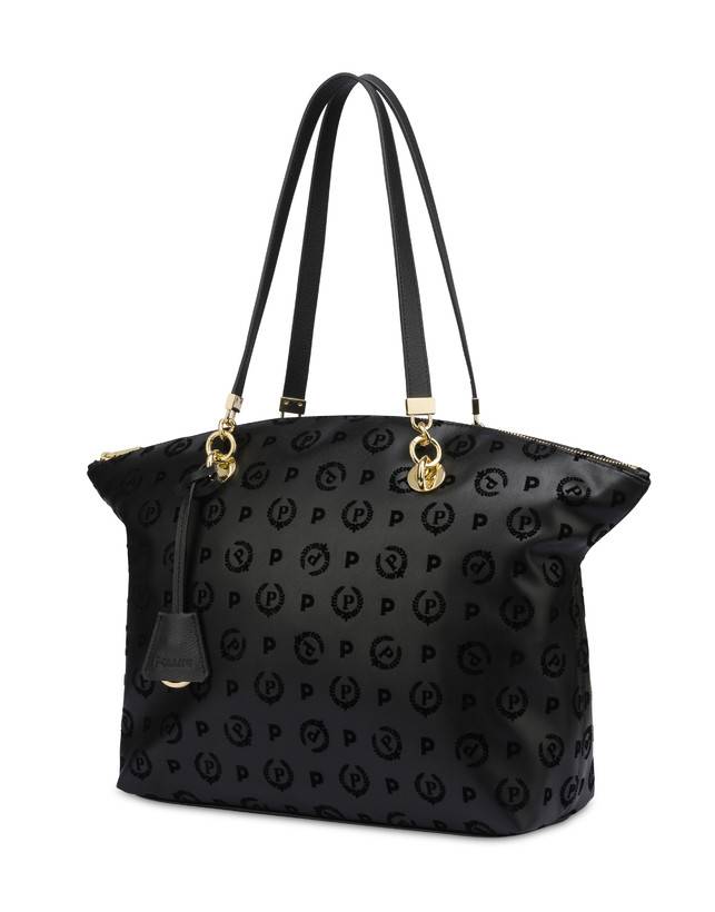 Pollini Tote Bag Heritage Flock Nero/nero Promozione Limitata